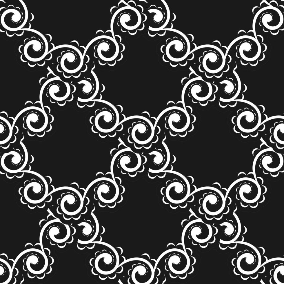 Fondo de vector transparente de Damasco. elemento floral en blanco y negro. ornamento gráfico para papel pintado, tela, envoltura, embalaje. adorno floral de damasco. estilo simple, ilustración vectorial.