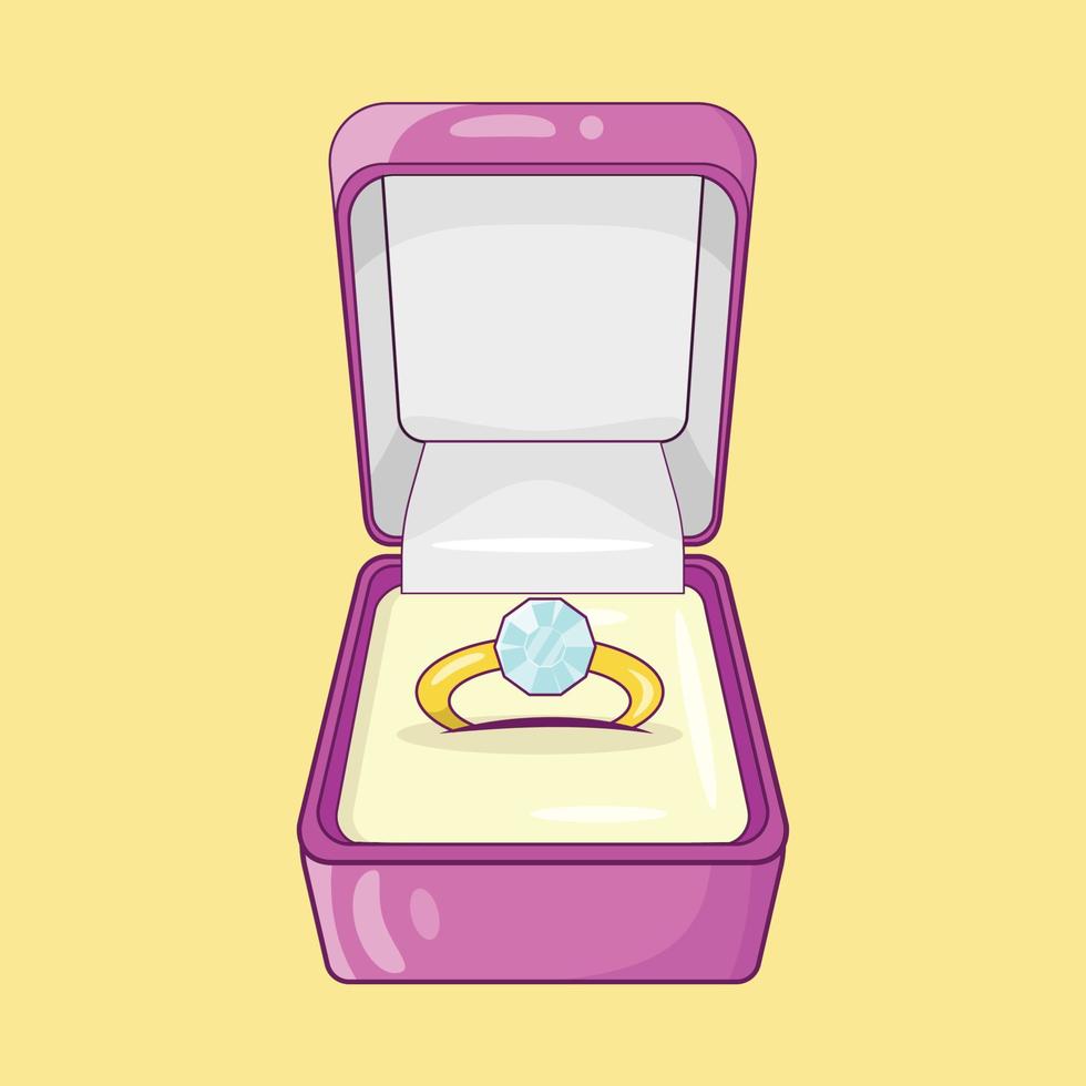 Engagement Ring in Box Free Vector