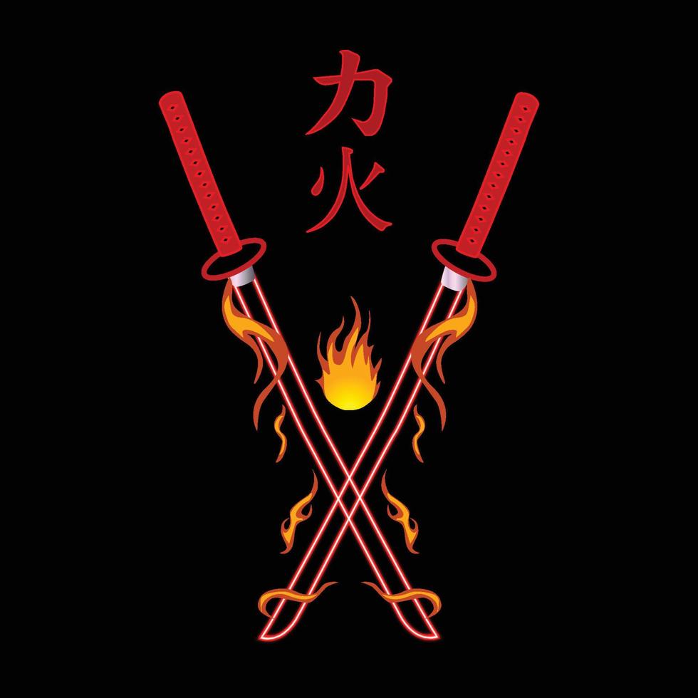 Sword with Flames and Beautiful Design vector