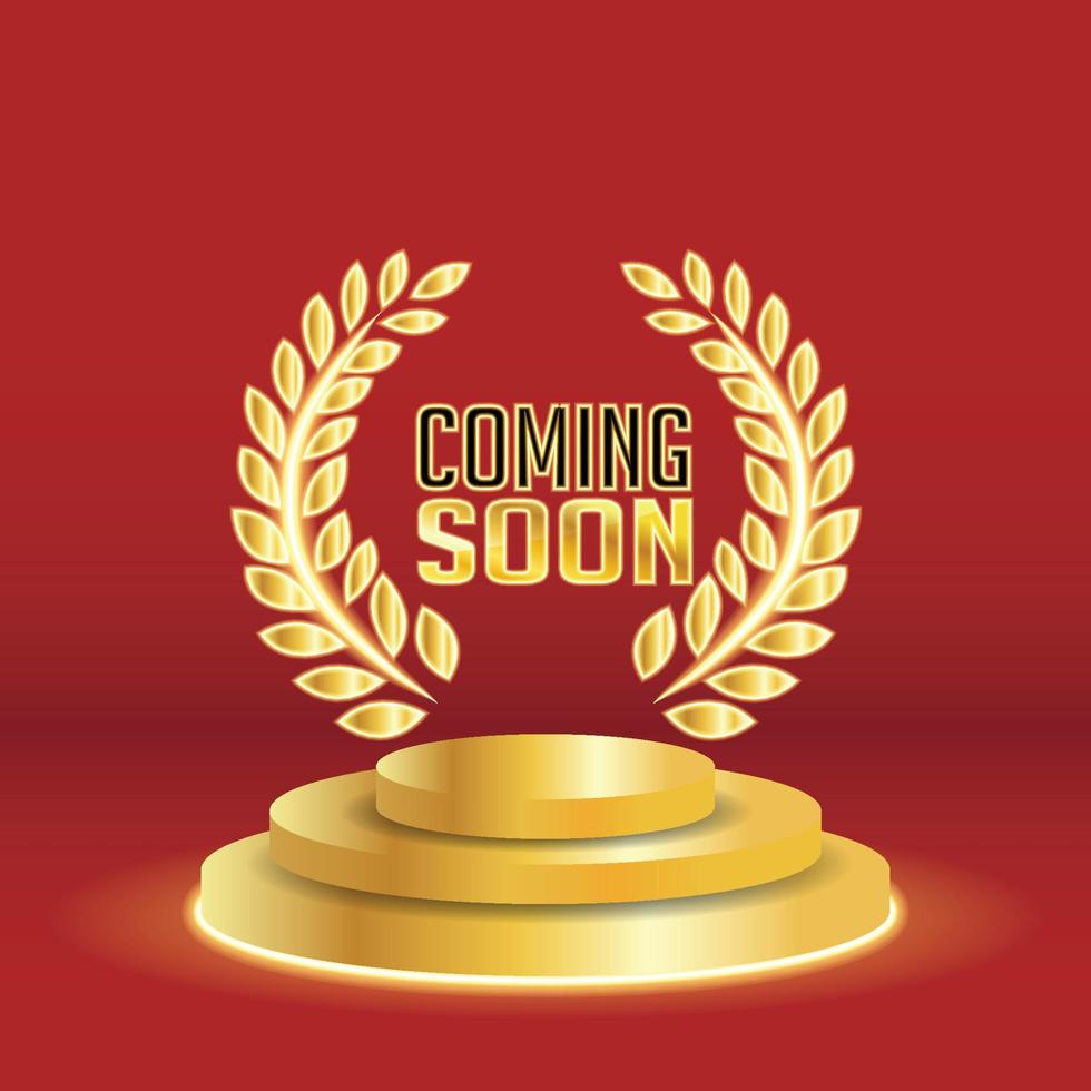 Stage Podium with Shiny Gold Neon vector
