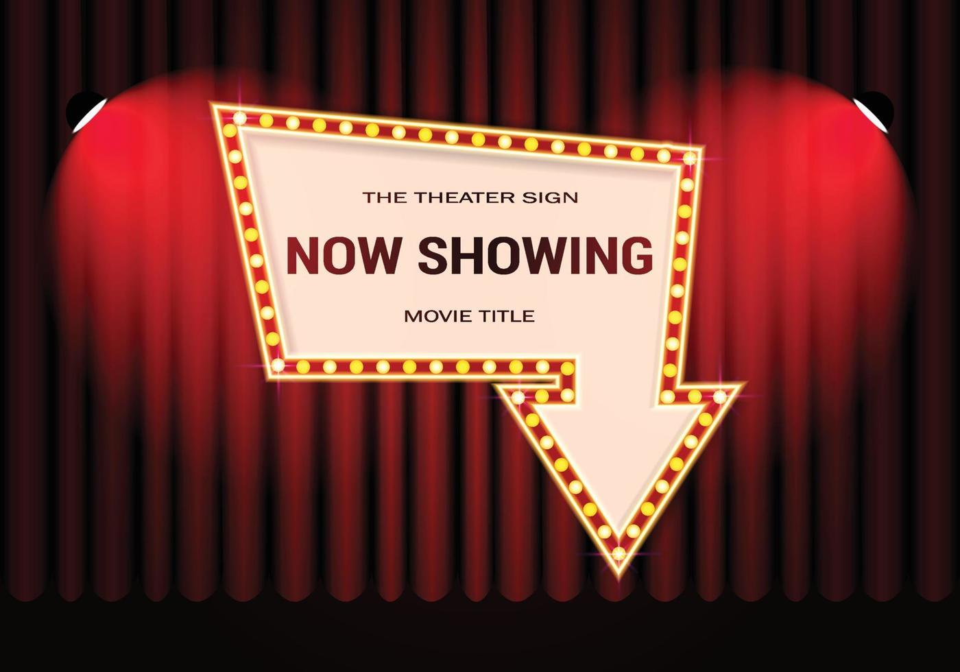 Vintage Curtain with Retro Cinema and Spotlights vector