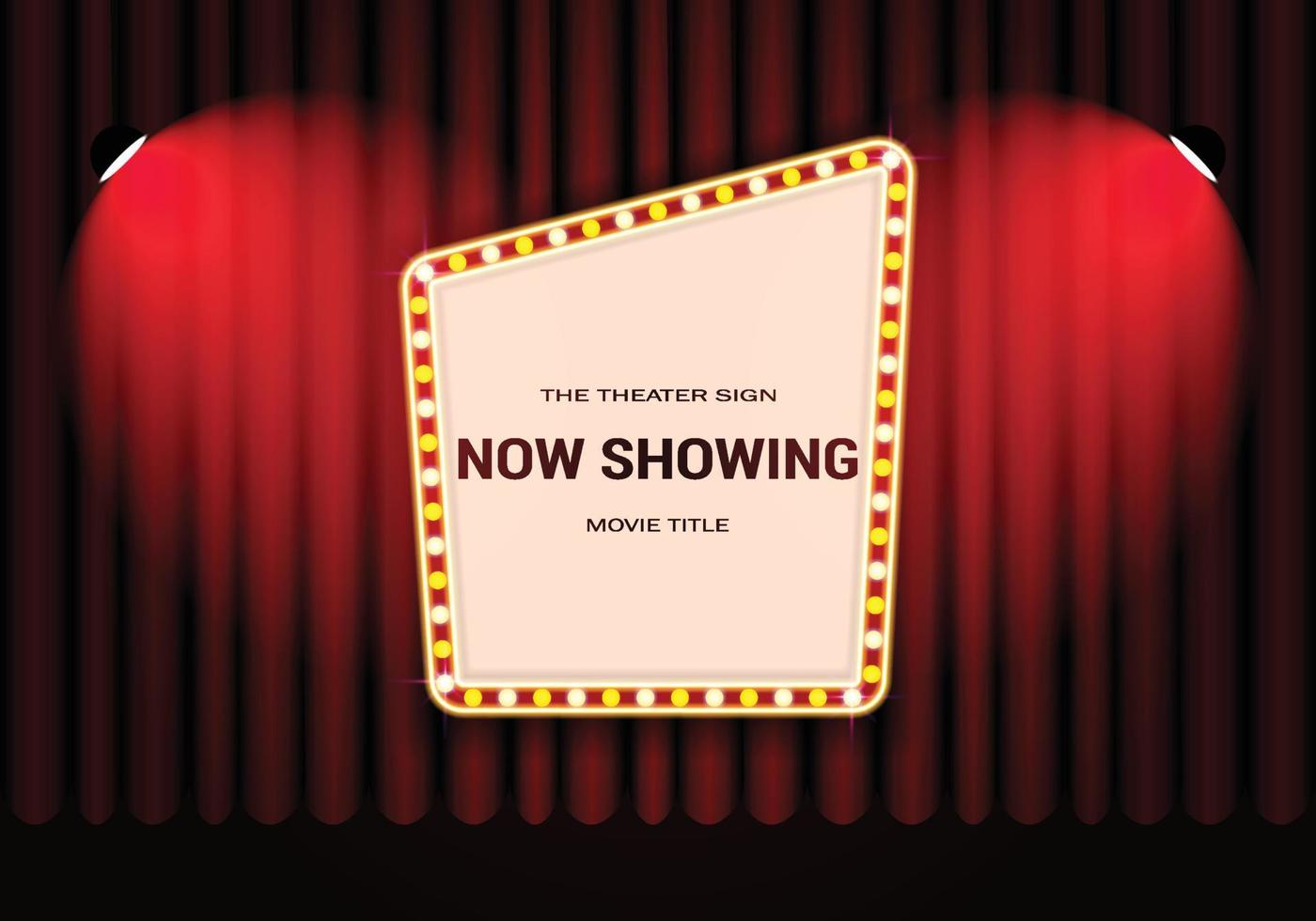 Vintage Curtain with Retro Cinema and Spotlights vector