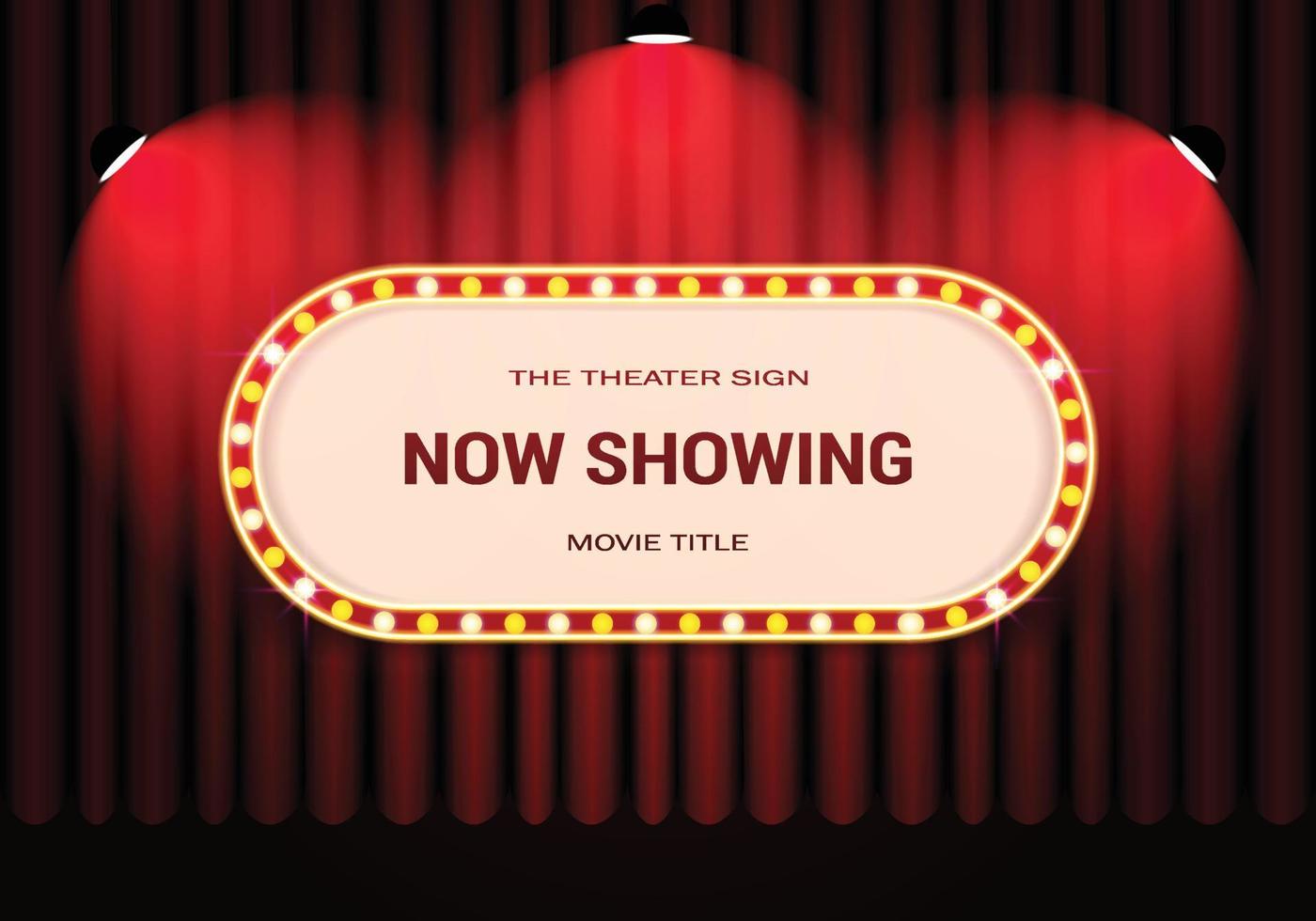 Vintage Curtain with Retro Cinema and Spotlights vector