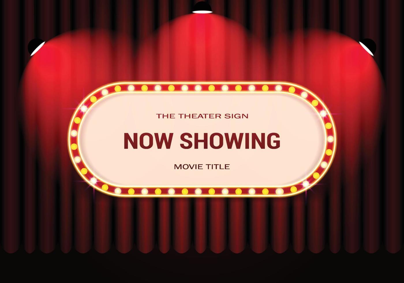 Vintage Curtain with Retro Cinema and Spotlights vector