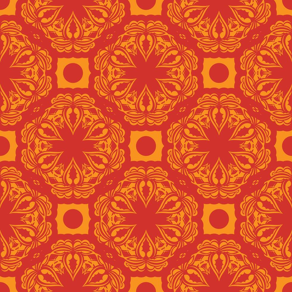 Redorange seamless pattern with luxury, vintage, decorative ornaments