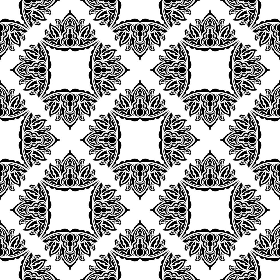 patrón transparente en blanco y negro con adornos decorativos de lujo, vintage. bueno para menús, postales, papel tapiz y tela. ilustración vectorial vector