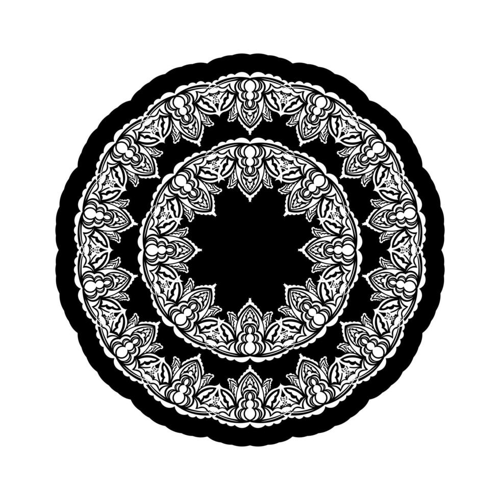 Mandala Ornaments in the shape of a flower. Good for tattoos, prints and cards. Isolated on white background. Vector illustration