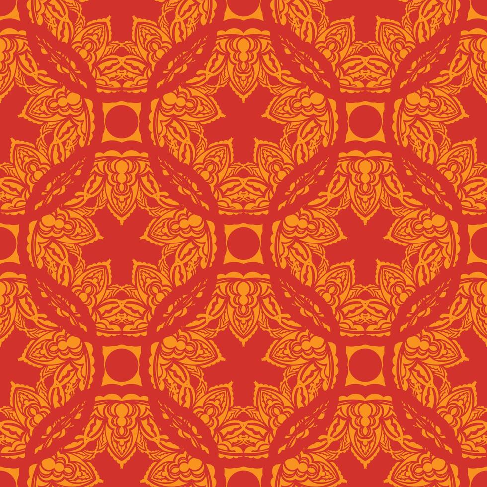 Red-orange seamless pattern with luxury, vintage, decorative ornaments