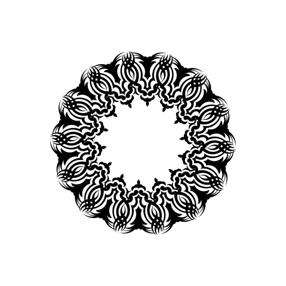 Black isolated ethnic mandala design. Anti-stress coloring page for adults. Hand drawn illustration. vector