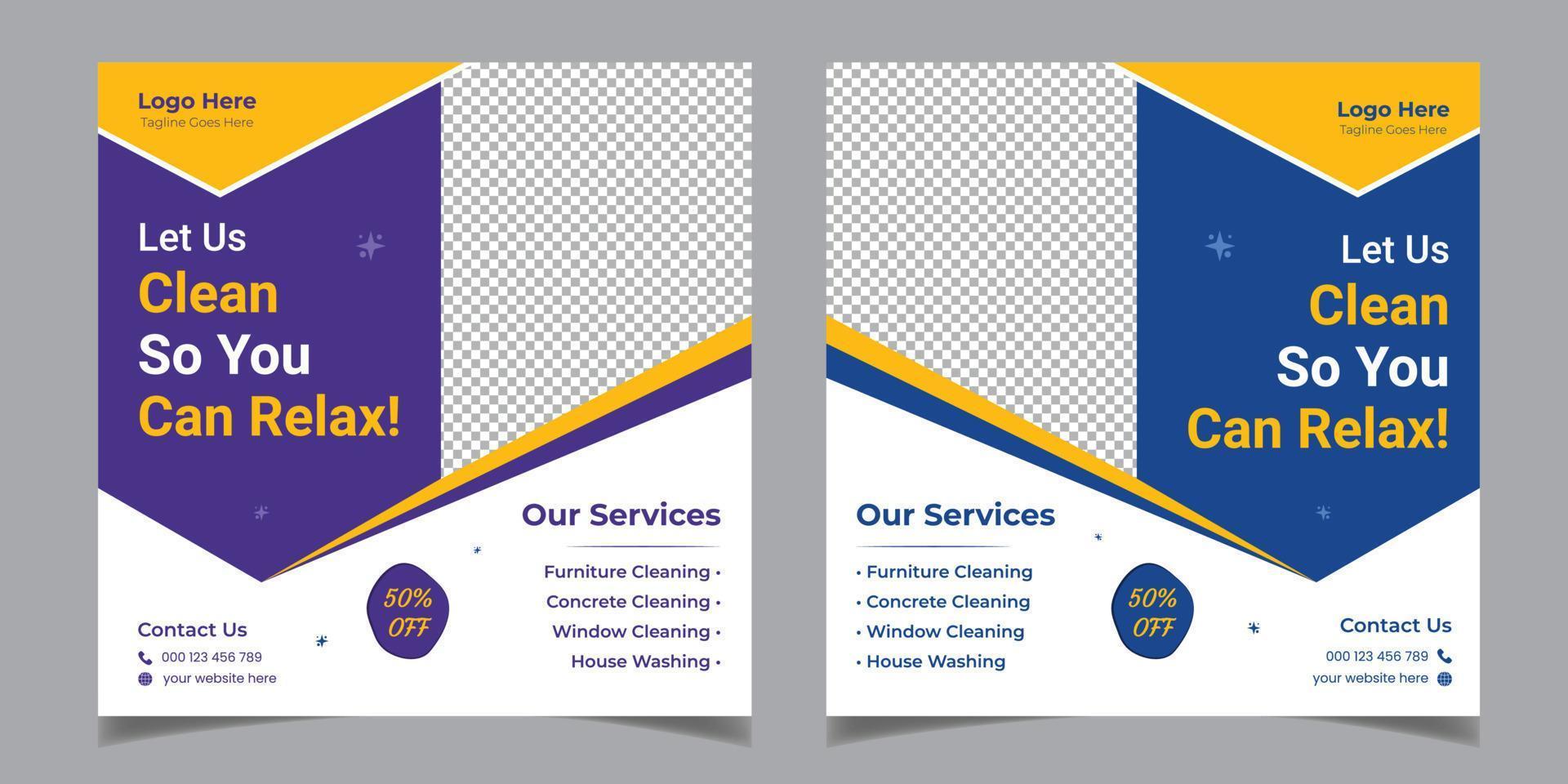 Cleaning Service Corporate Business Square Flyer Social Media Post Template Design vector