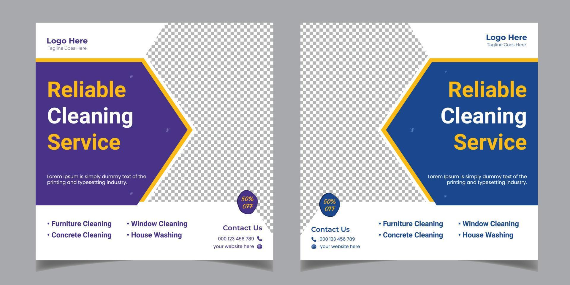 servicio de limpieza confiable diseño de plantilla de publicación de redes sociales de volante cuadrado de negocios corporativos vector