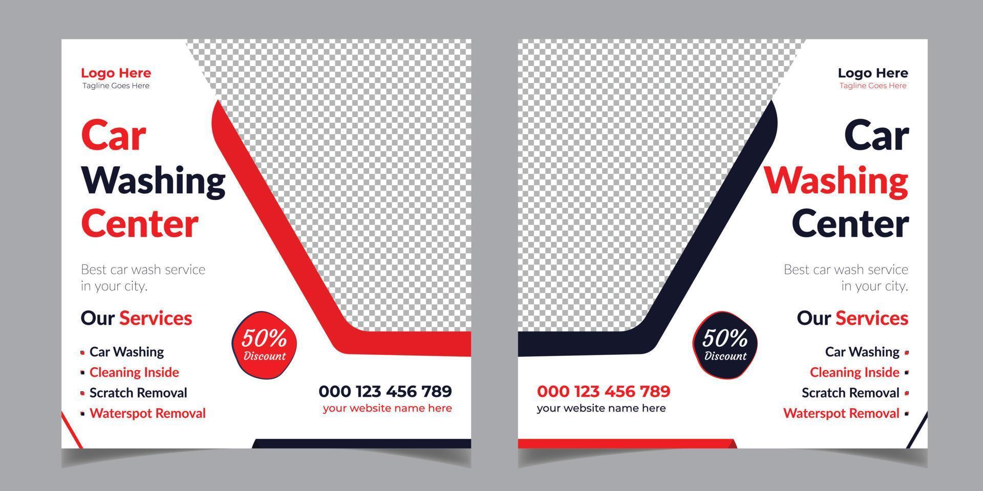 Car Washing Service Square Flyer Social Media Post Template Design vector