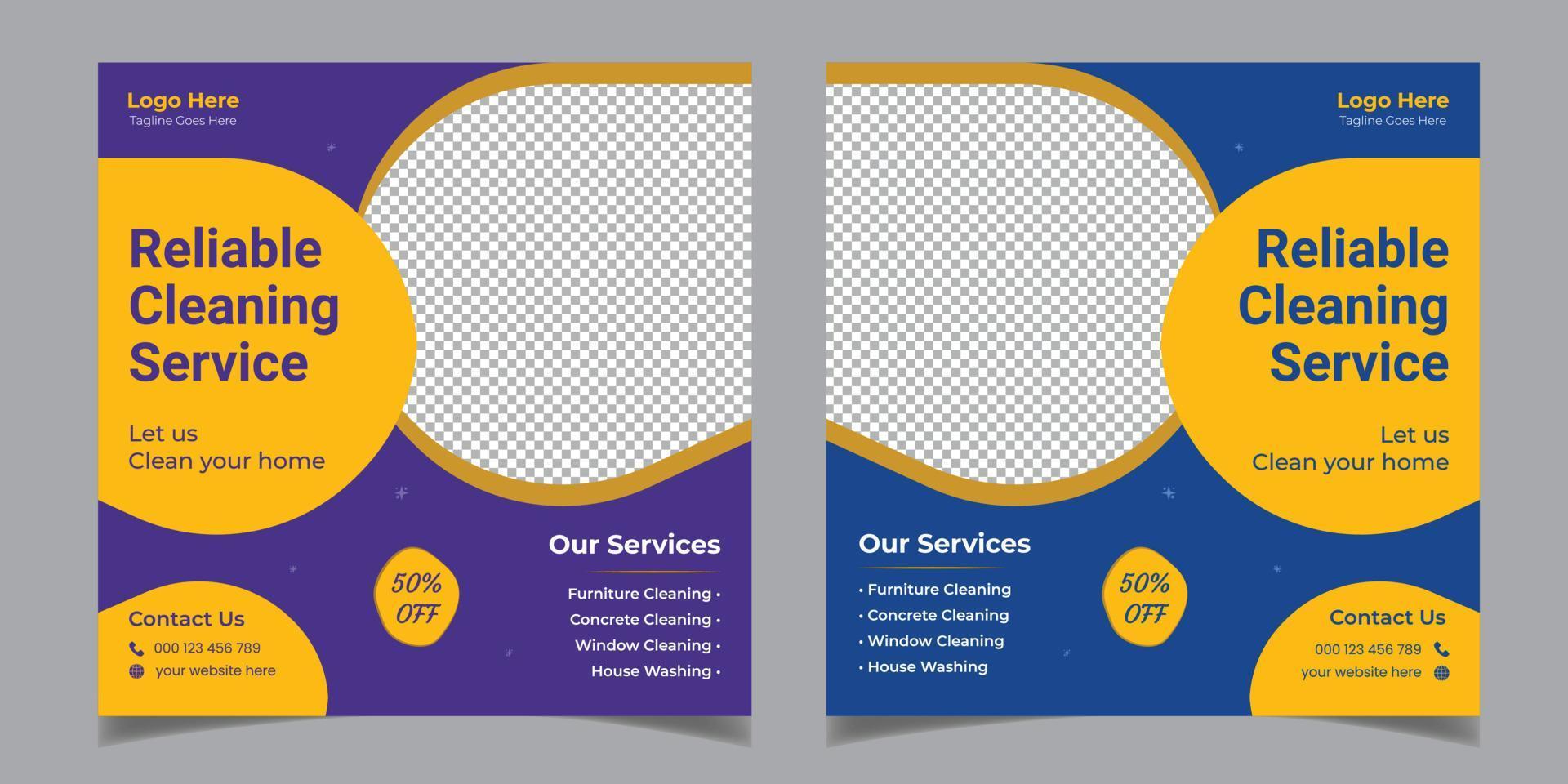 Reliable Cleaning Service Corporate Business Square Flyer Social Media Post Template Design vector