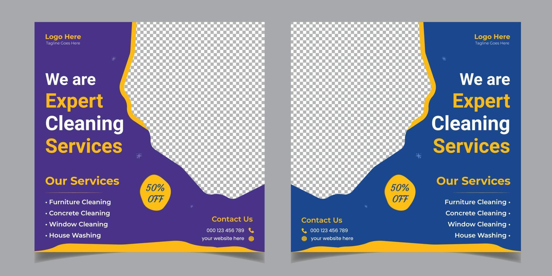 Expert Cleaning Service Corporate Business Square Flyer Social Media Post Template Design vector