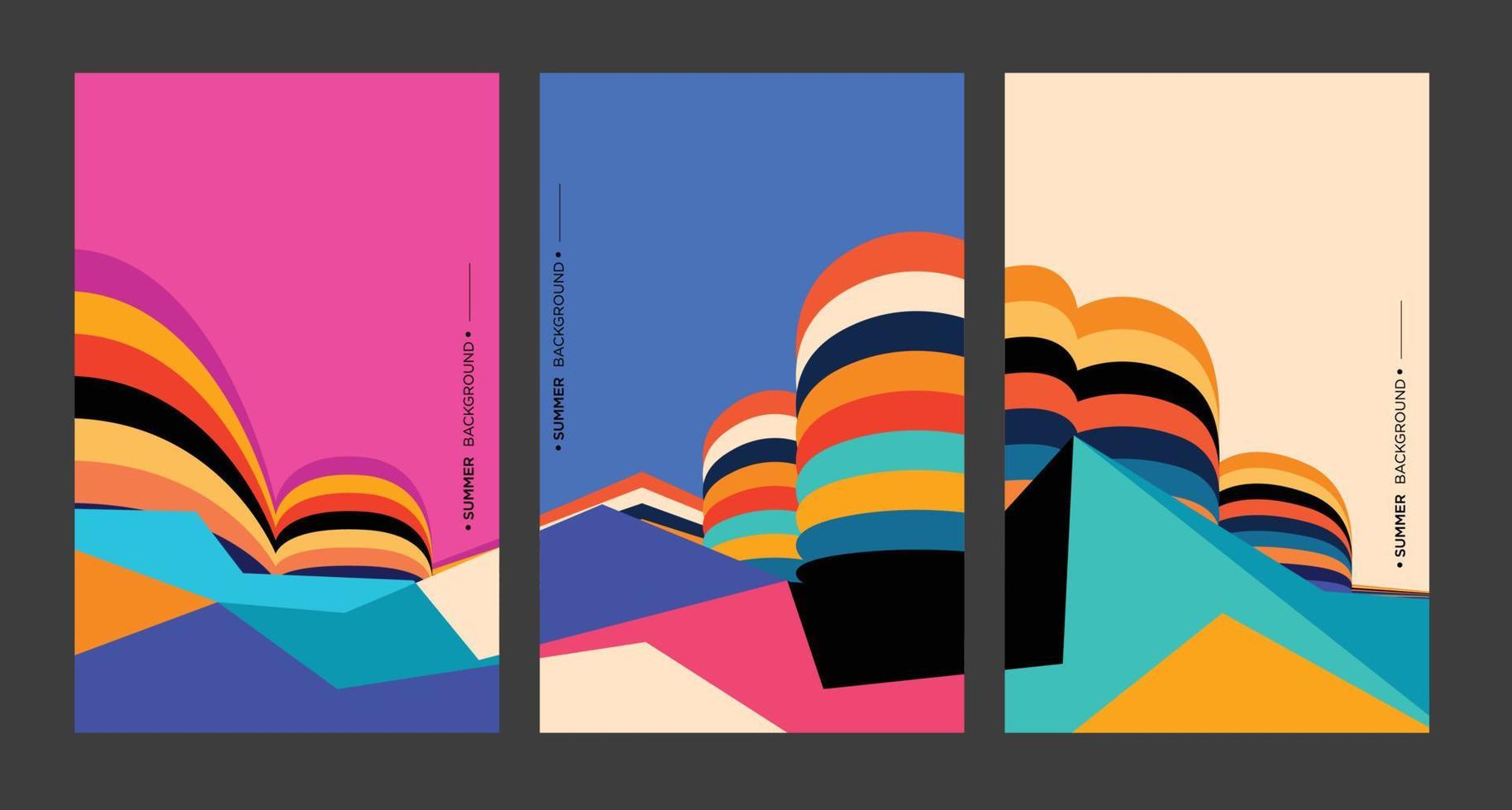 ilustración de fondo geométrico abstracto colorido para cartel de verano vector