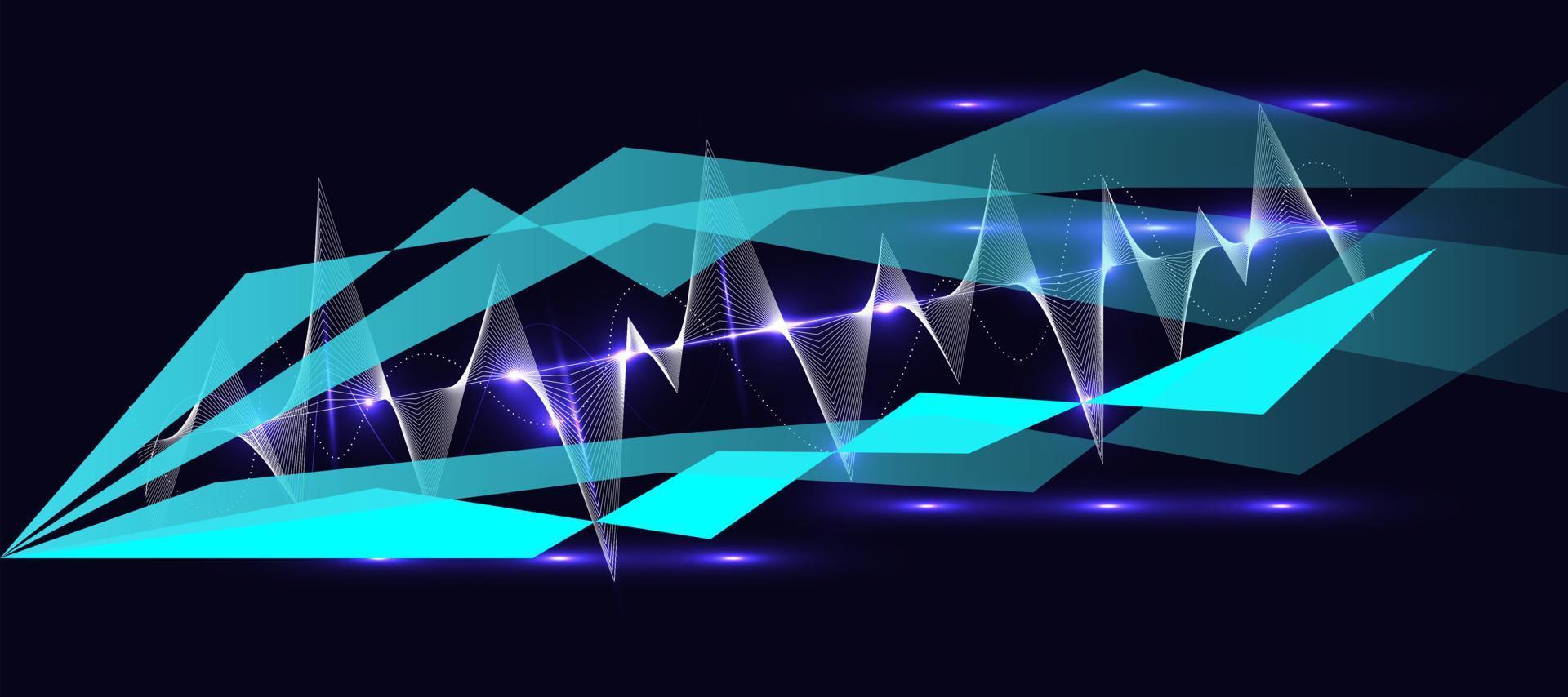 Race sticker stripes of Glowing pyramid sound wave with dotted frequency lines and neon effects style. Smoldering lines composition wallpaper. vector