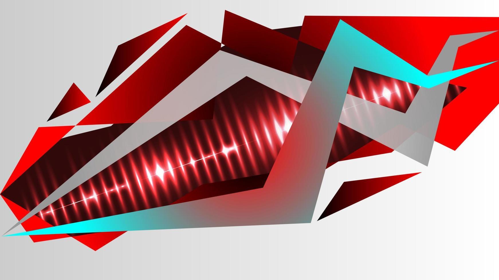 Sticker stripes of Glowing red hot sound wave.Mock up race car body or truck. vector