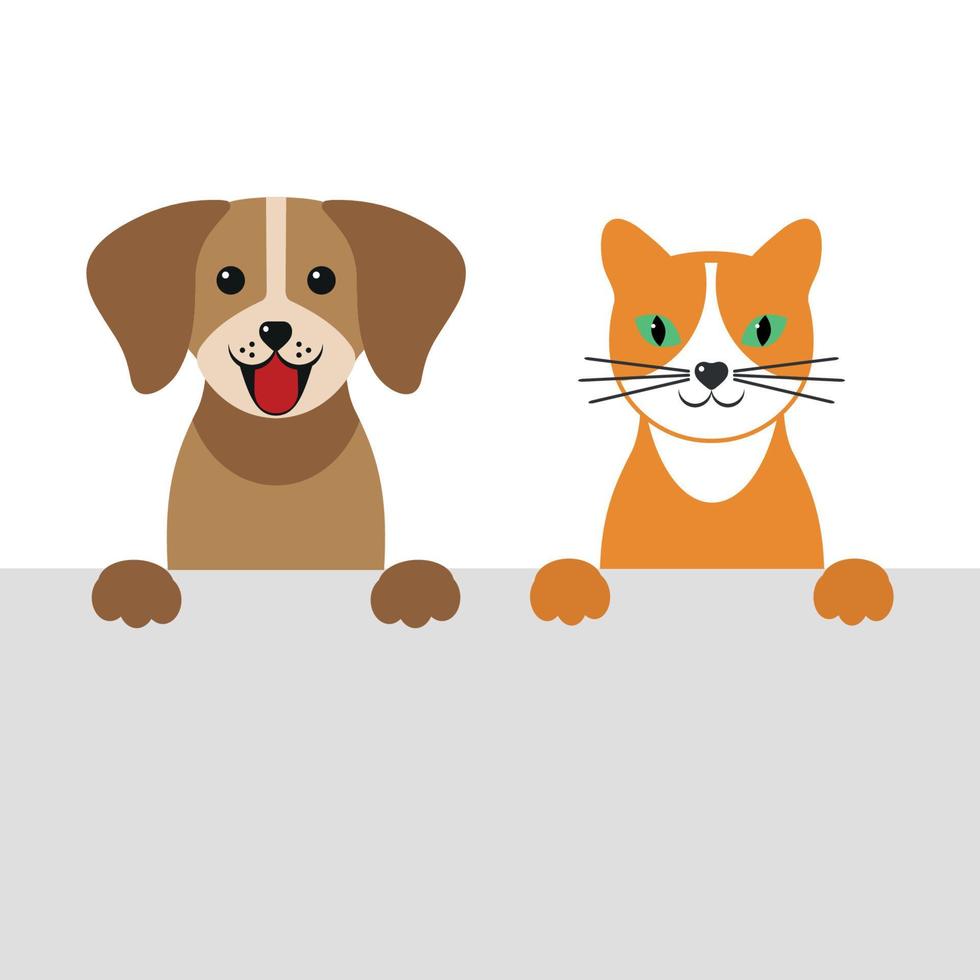 illustration cute cartoon dog and cat vector