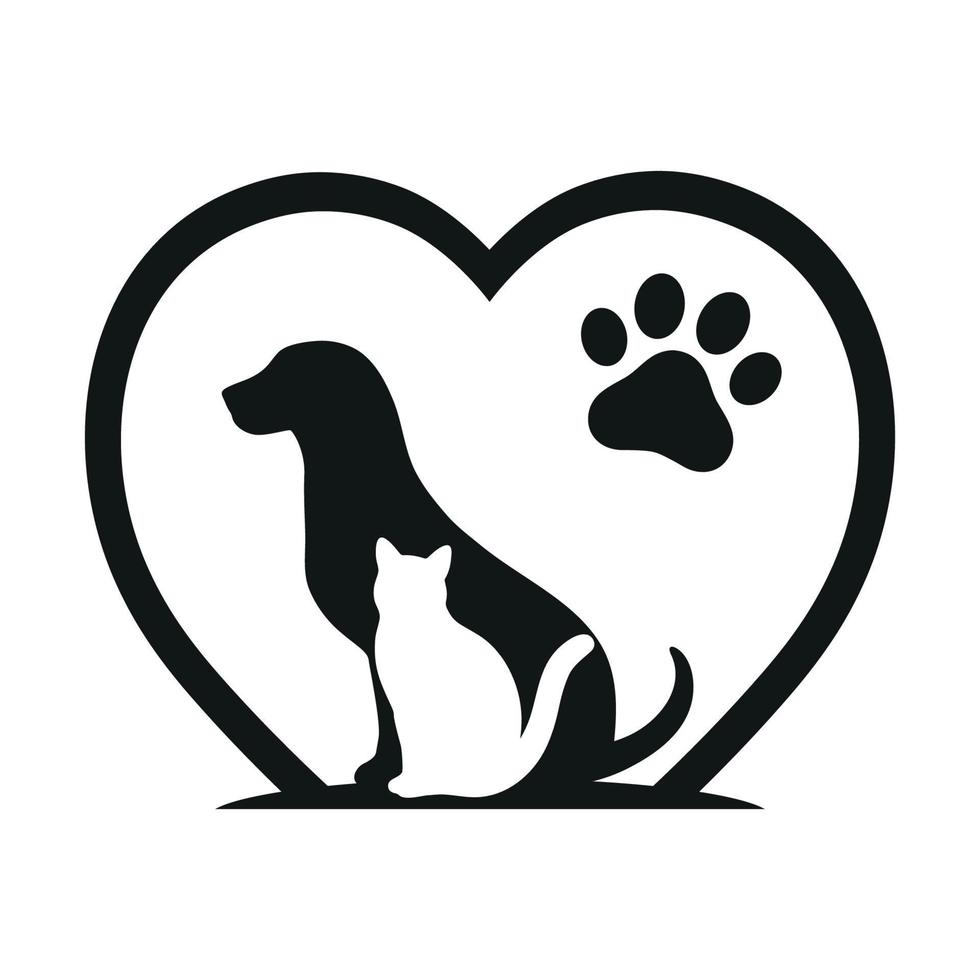 Perceptible Confundir lavabo perro y gato amor animal símbolo huella de pata con corazón 8128644 Vector  en Vecteezy