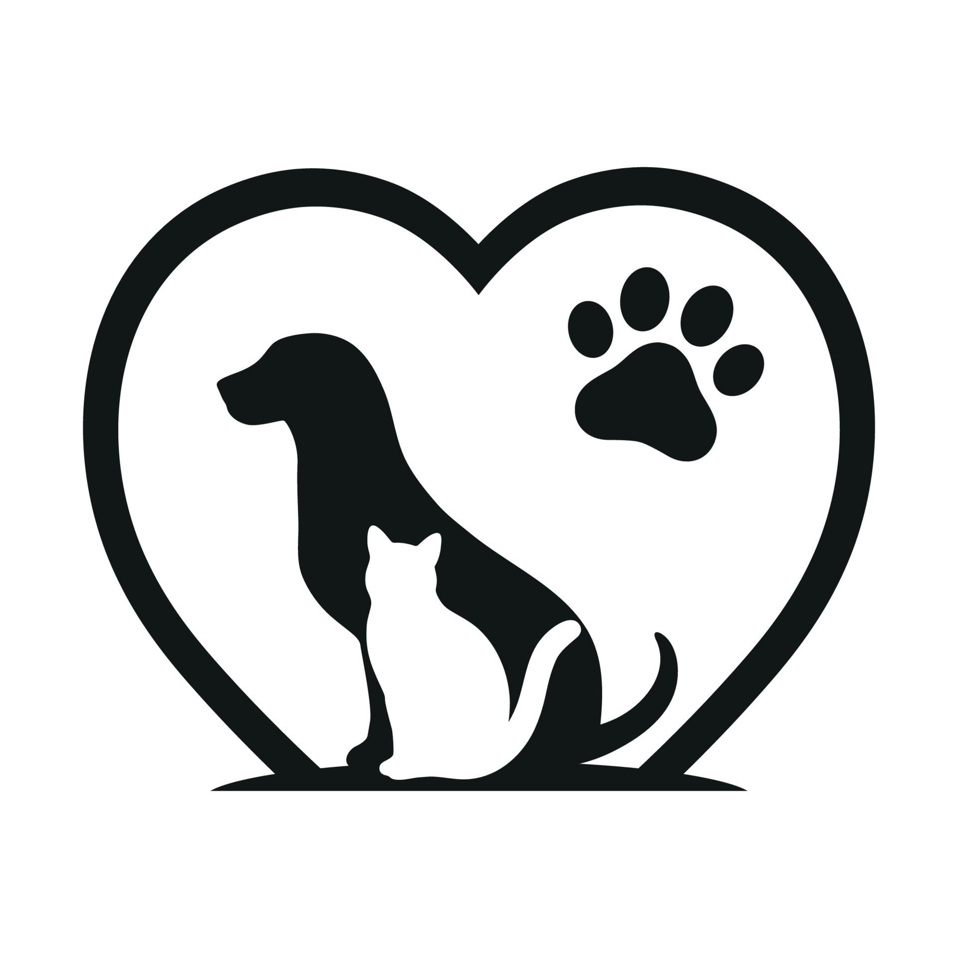 Dog and cat love animal symbol paw print with heart 8128644 Vector Art at  Vecteezy