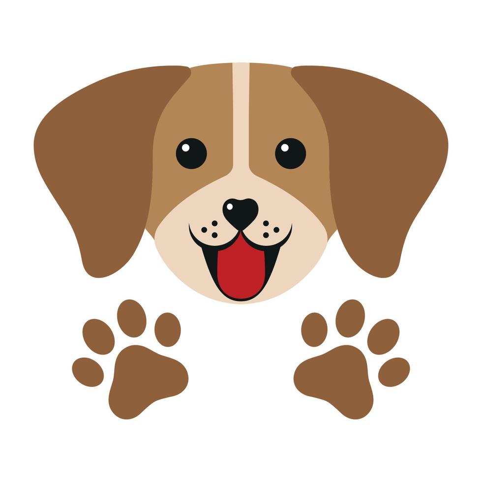 Cute dog face with paws vector