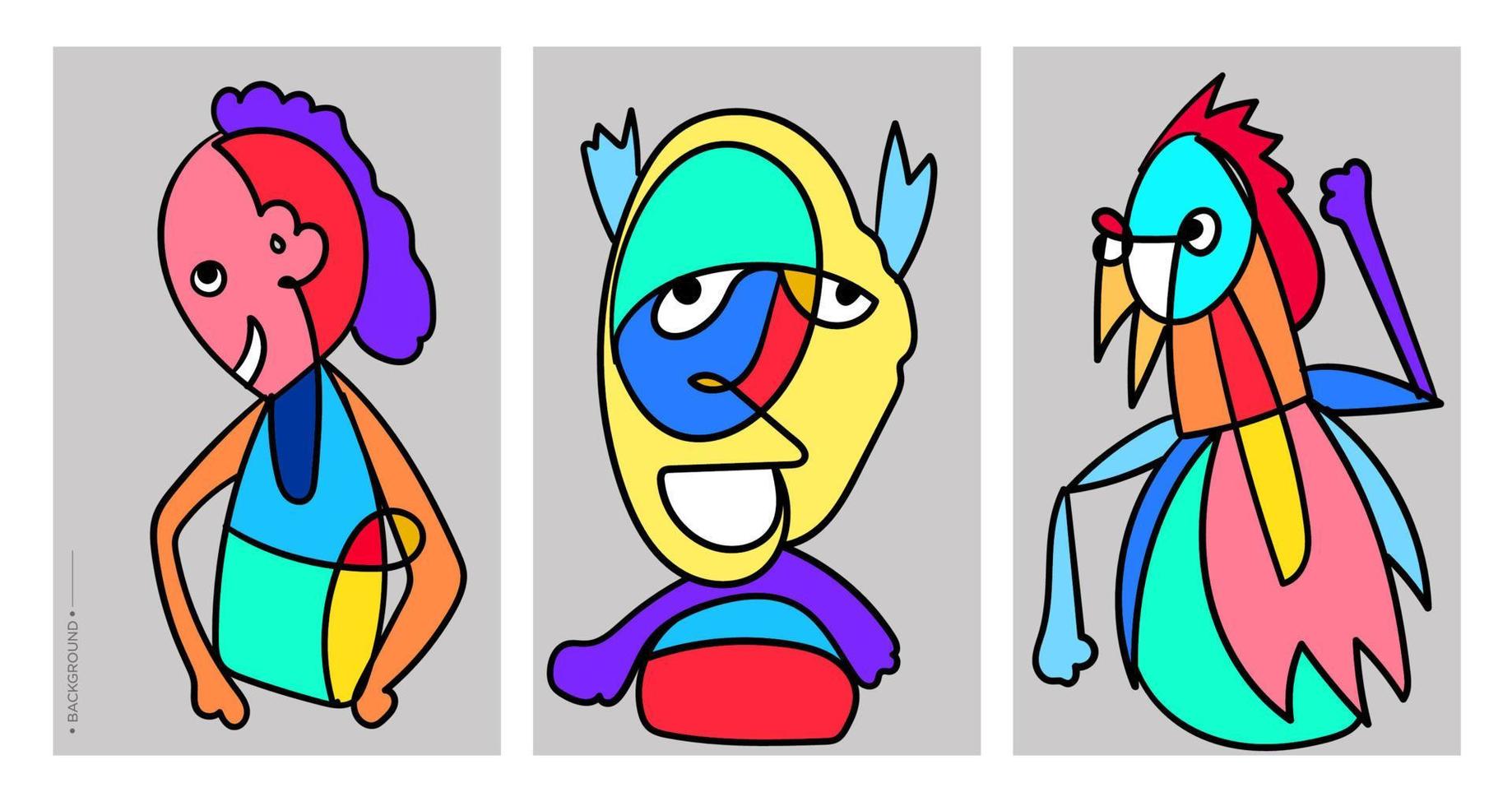 ilustración colorida del arte de la cara y la cabeza vector