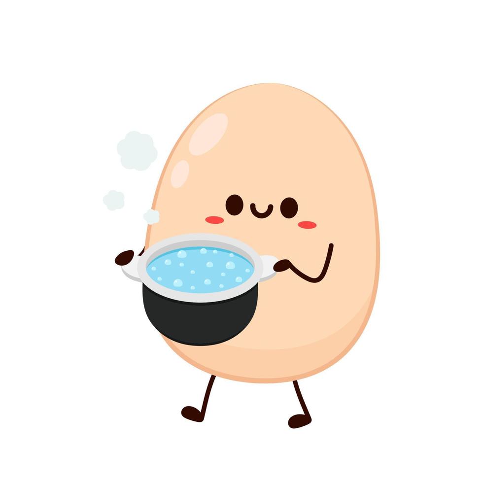 Boiled eggs vector. Egg character design. Hot pot vector. vector