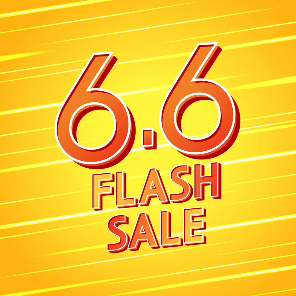 6.6 logo for sale poster. 6.6 Online super sale banner template on yellow background. Flash sale banner design. vector