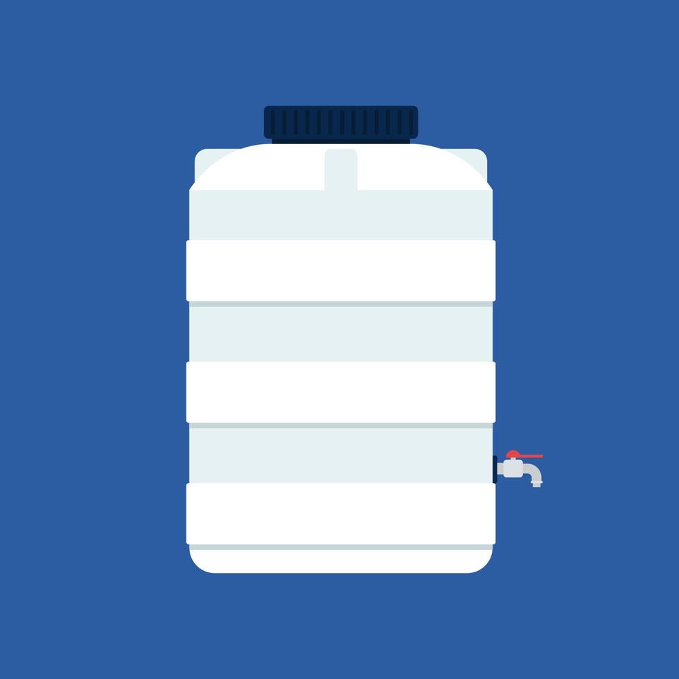 Water tank vector. Tap. free space for text. white water tank on blue background. vector