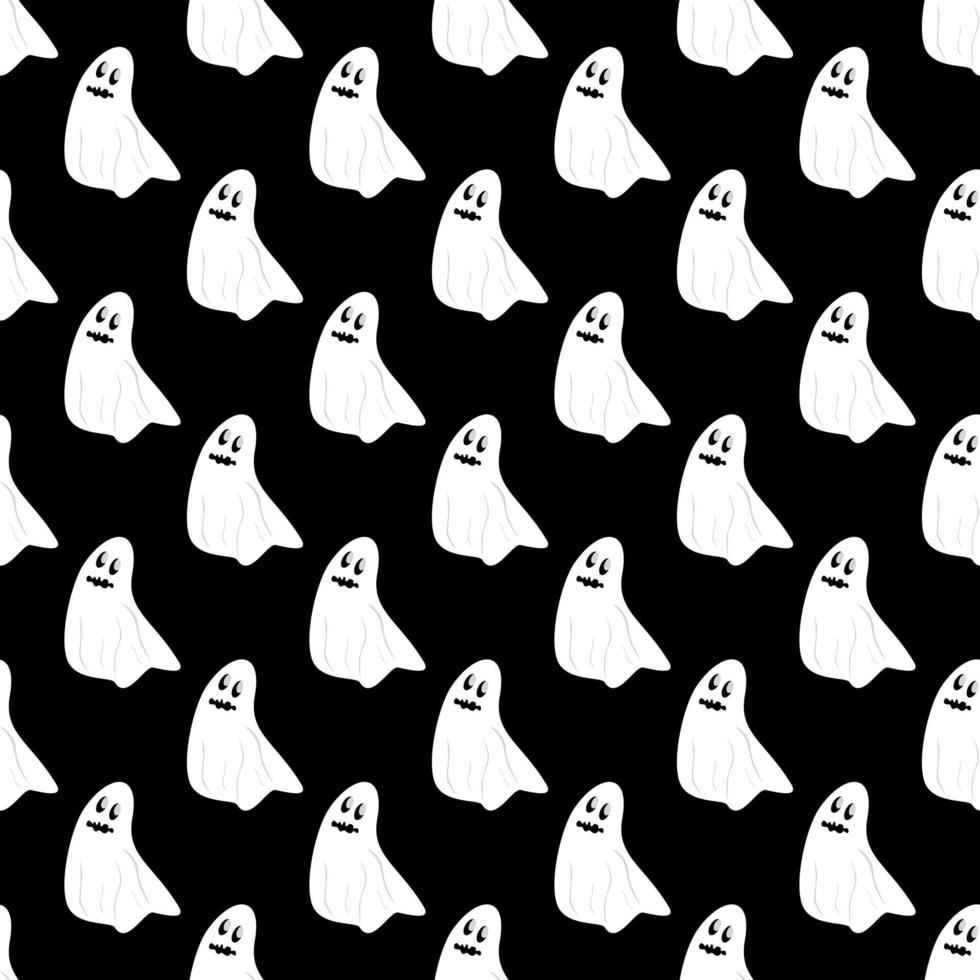 Halloween ghost background seamless pattern, to be used as a greeting card or wallpaper. vector