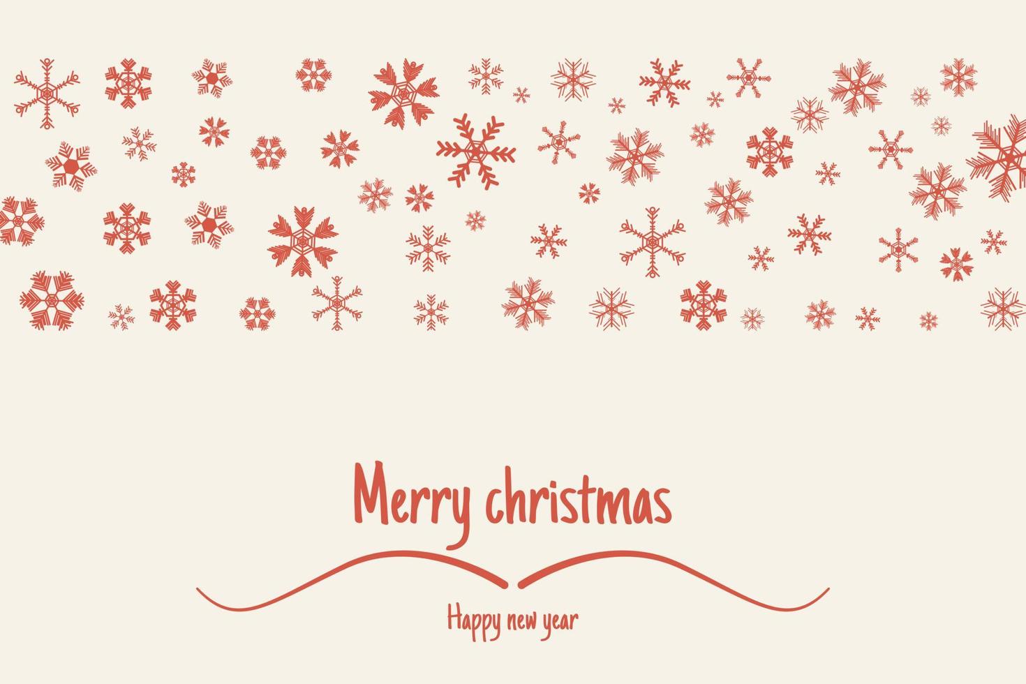 Christmas background, red snowflakes decoration on soft tones, complete with Christmas and Happy New Year greeting cards. vector