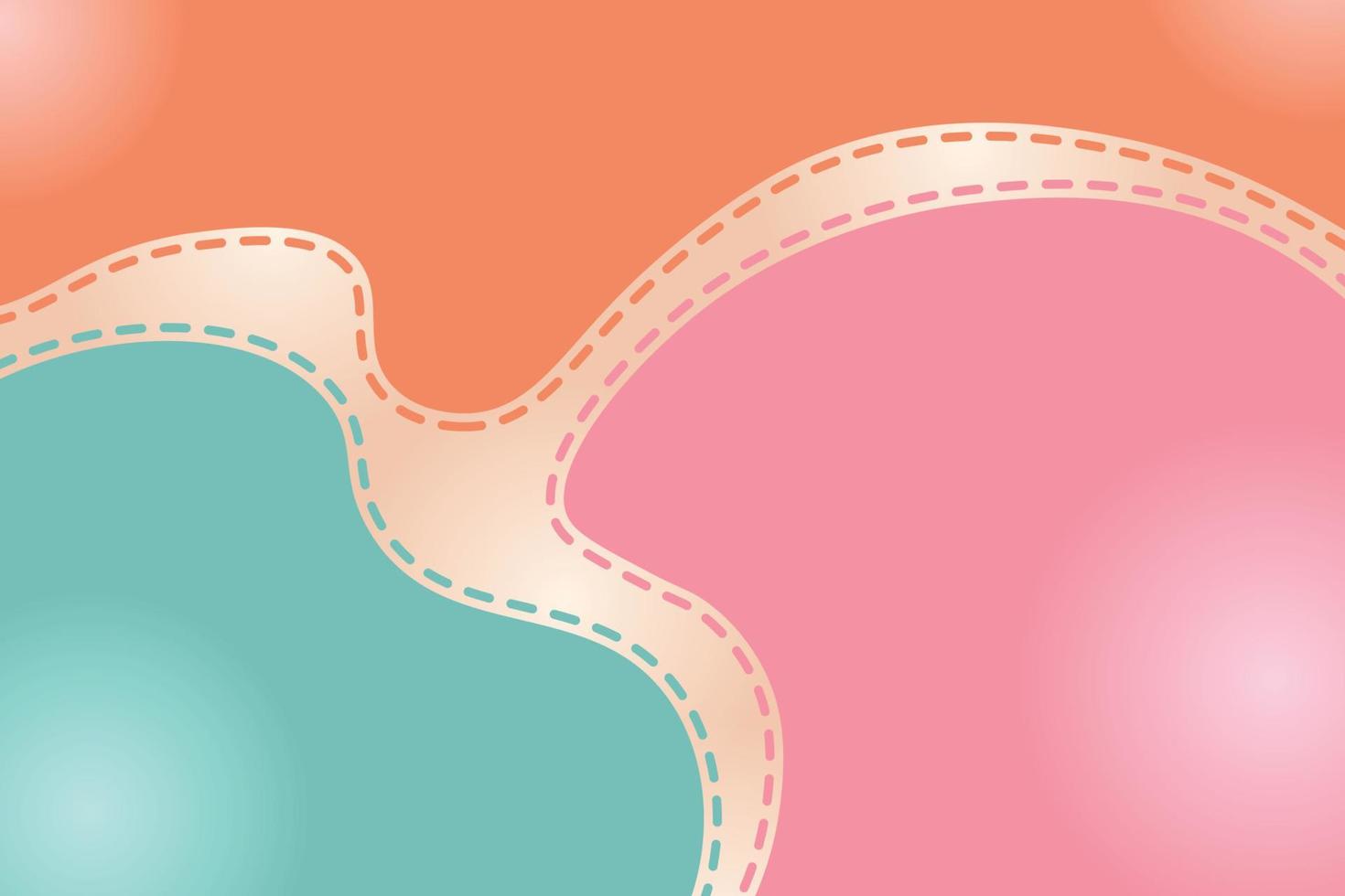 Minimalistic abstract background. Colorful liquid with free flowing shapes, green, pink and pastel orange. vector