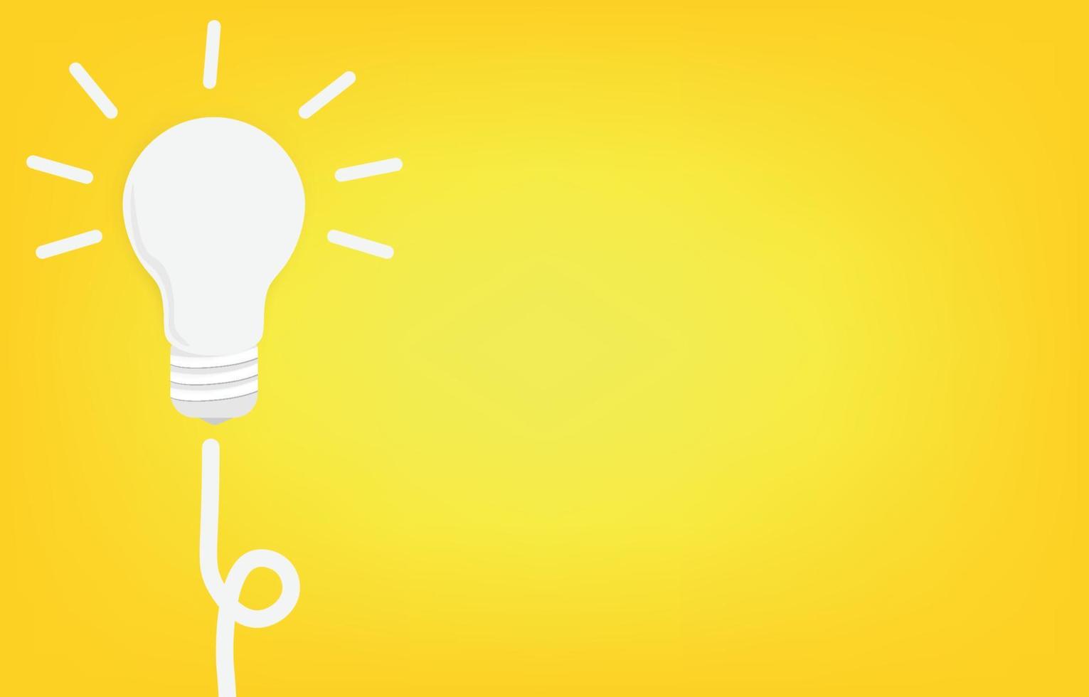 Creative concept of working towards goals and achievements, bright white light bulb vector and doodle on yellow background.