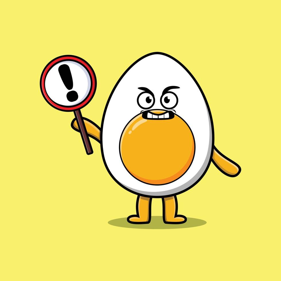 Cute cartoon boiled egg character with happy expression in modern style design vector