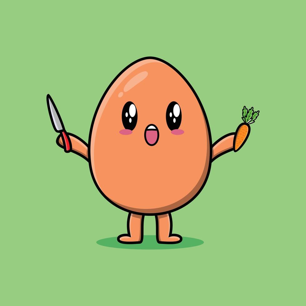 lindo personaje de huevo lindo marrón de dibujos animados con expresión feliz en un diseño de estilo moderno vector