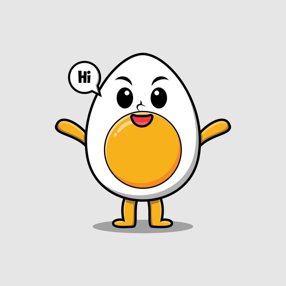 lindo personaje de dibujos animados de huevo cocido con expresión feliz en un diseño de estilo moderno vector