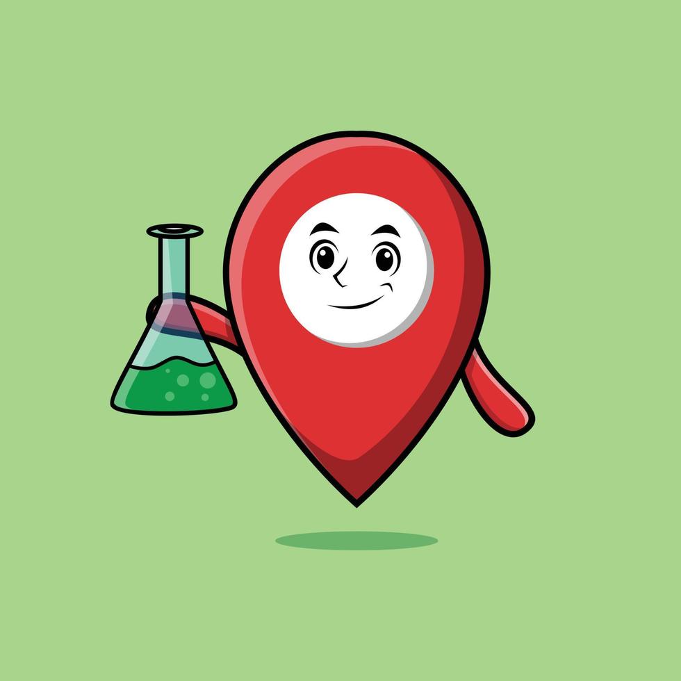 Cute cartoon character pin location as scientist vector