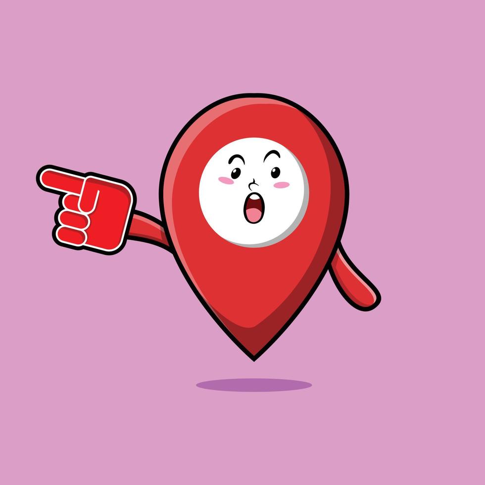 Cute Cartoon Pin location with foam finger glove vector