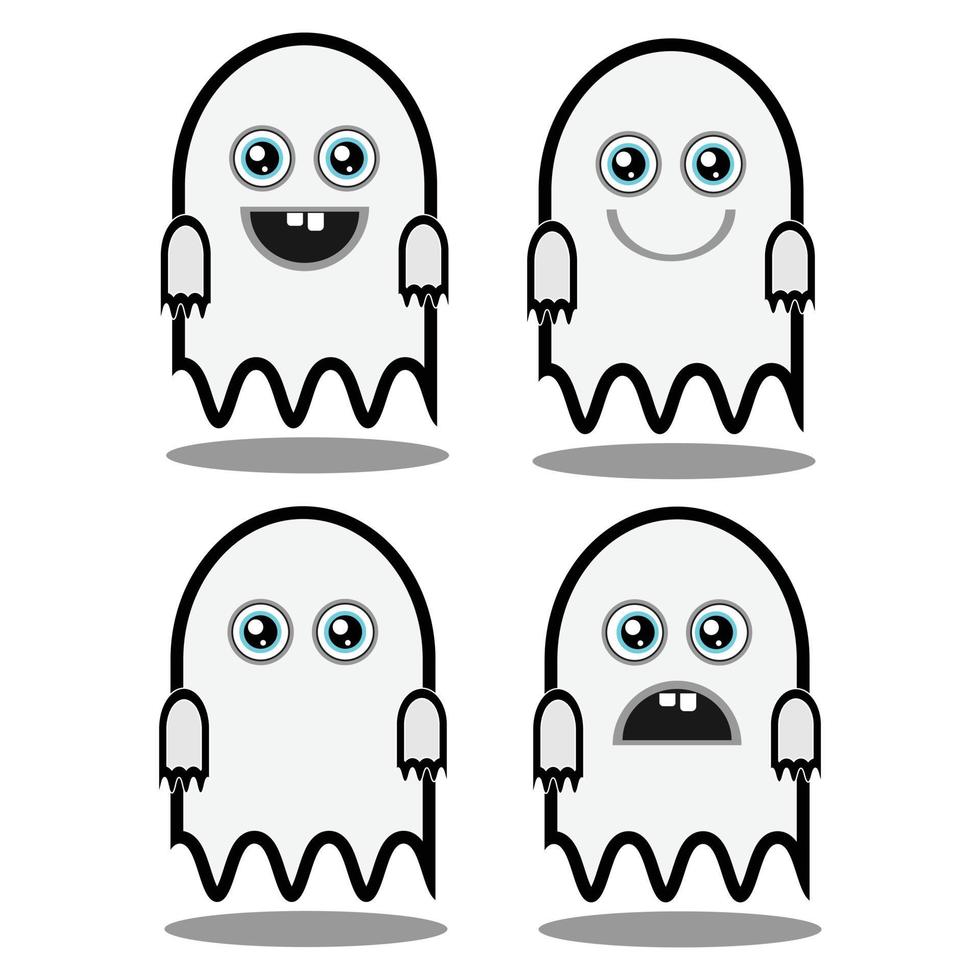 Emoticon lindo icono de fantasma de dibujos animados vector