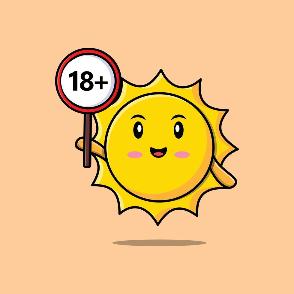 cute cartoon sun holding 18 plus sign board 8129153 Vector Art at Vecteezy