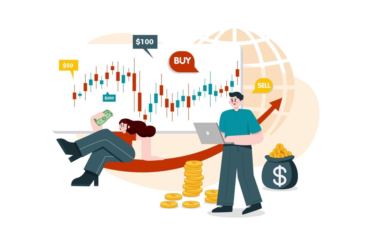People Trading at Stock Market vector