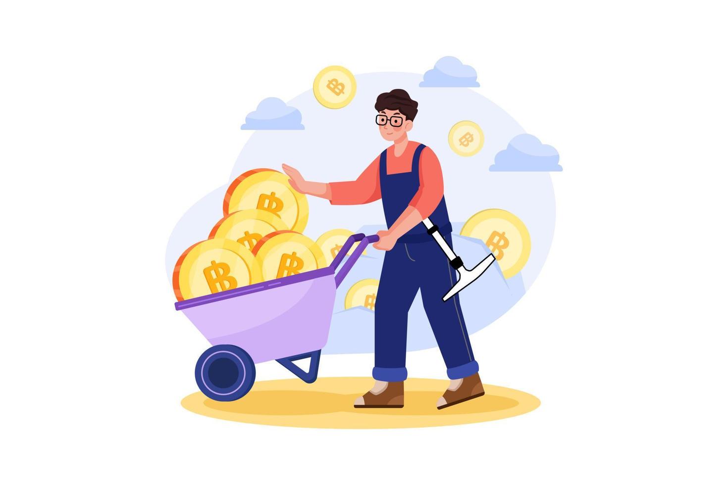 Cryptocurrency Mining Illustration concept vector