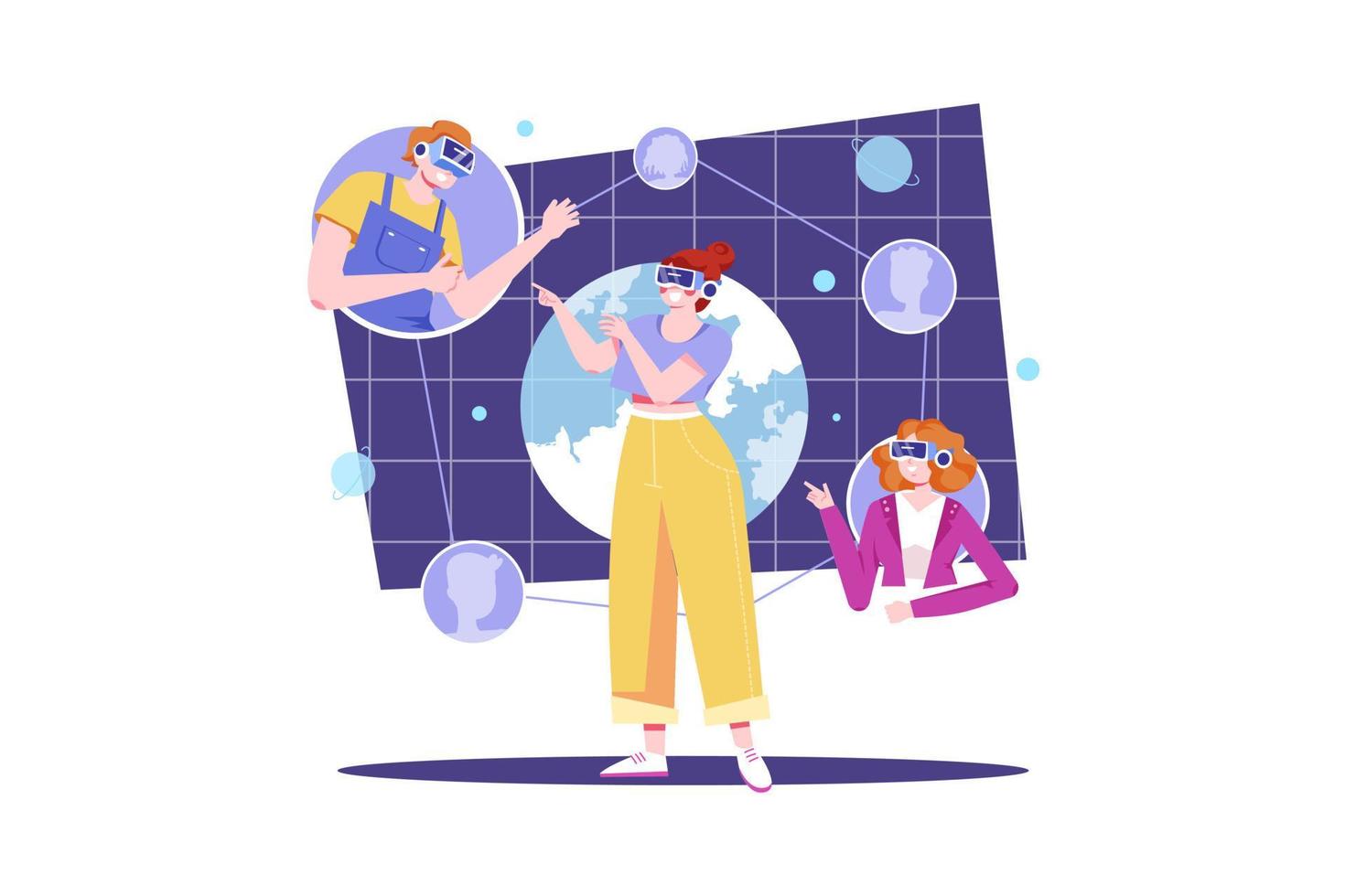 People connecting in the metaverse Illustration concept. Flat illustration isolated on white background vector