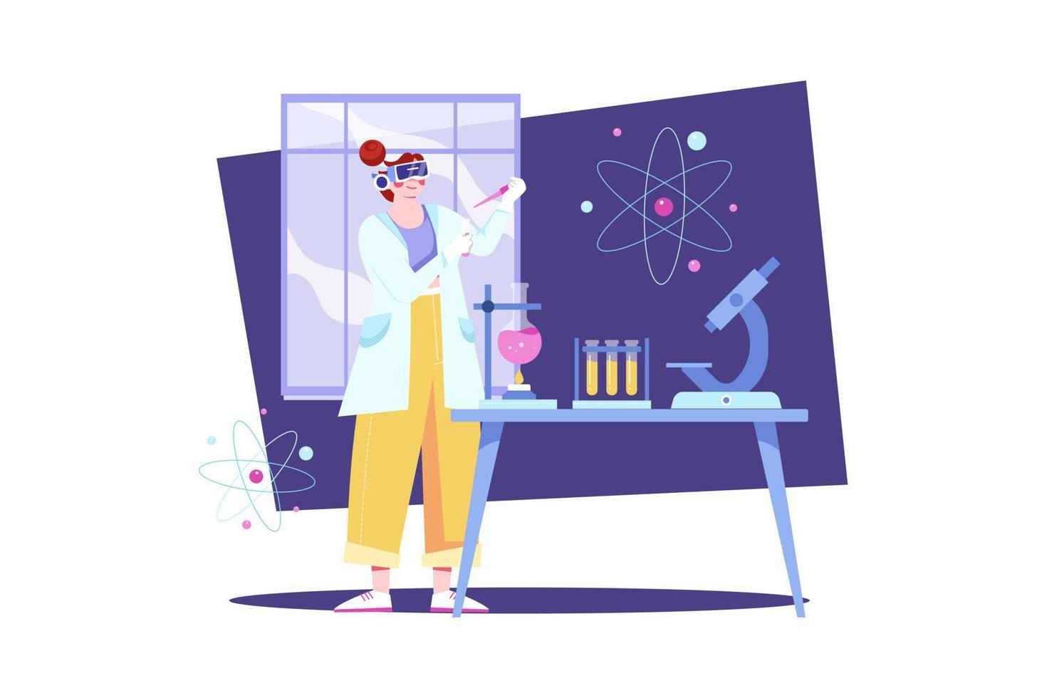 Scientist in the metaverse Illustration concept. Flat illustration isolated on white background vector