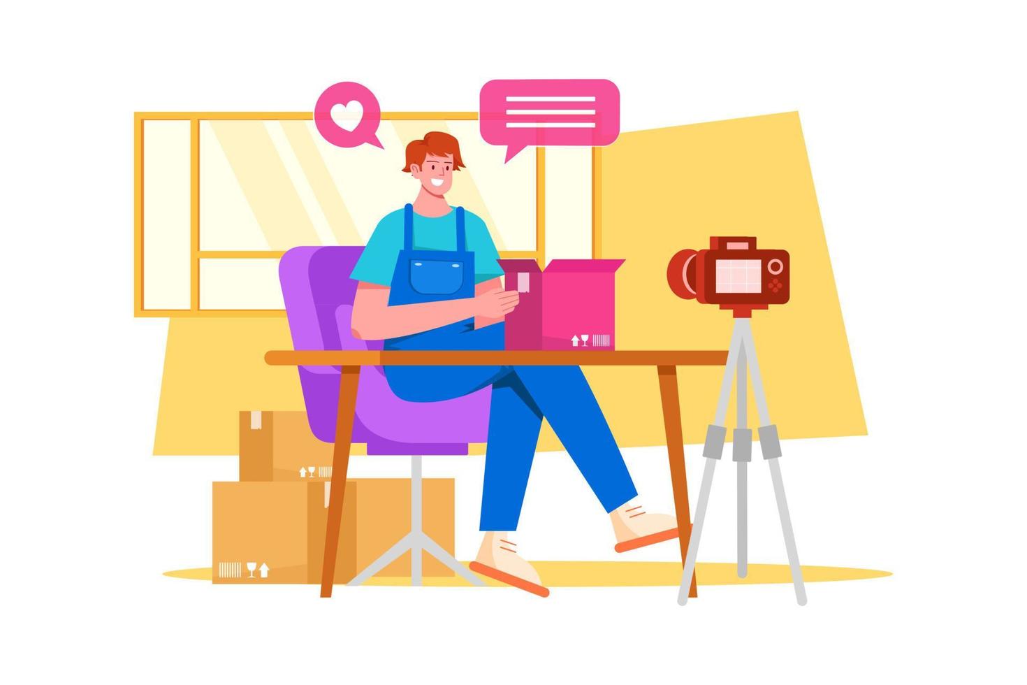 Product unboxing and review vector
