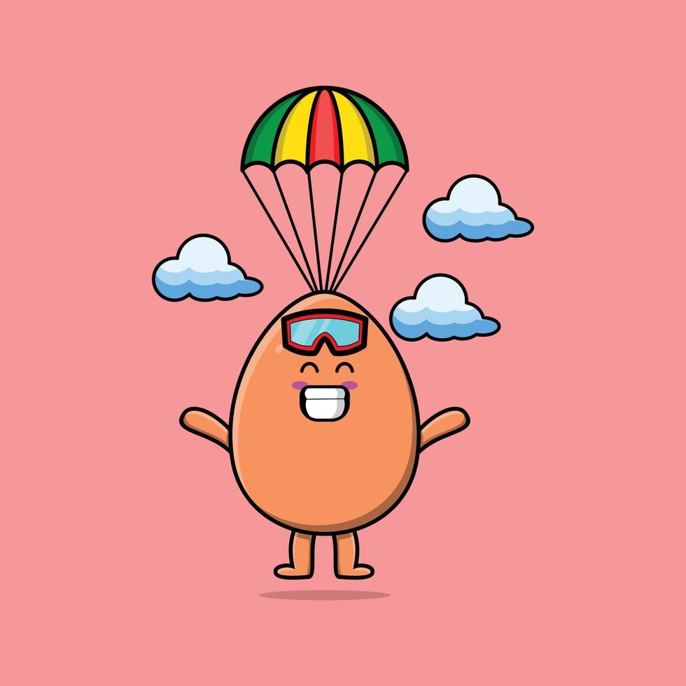 Cute cartoon brown cute egg character with happy expression in modern style design vector