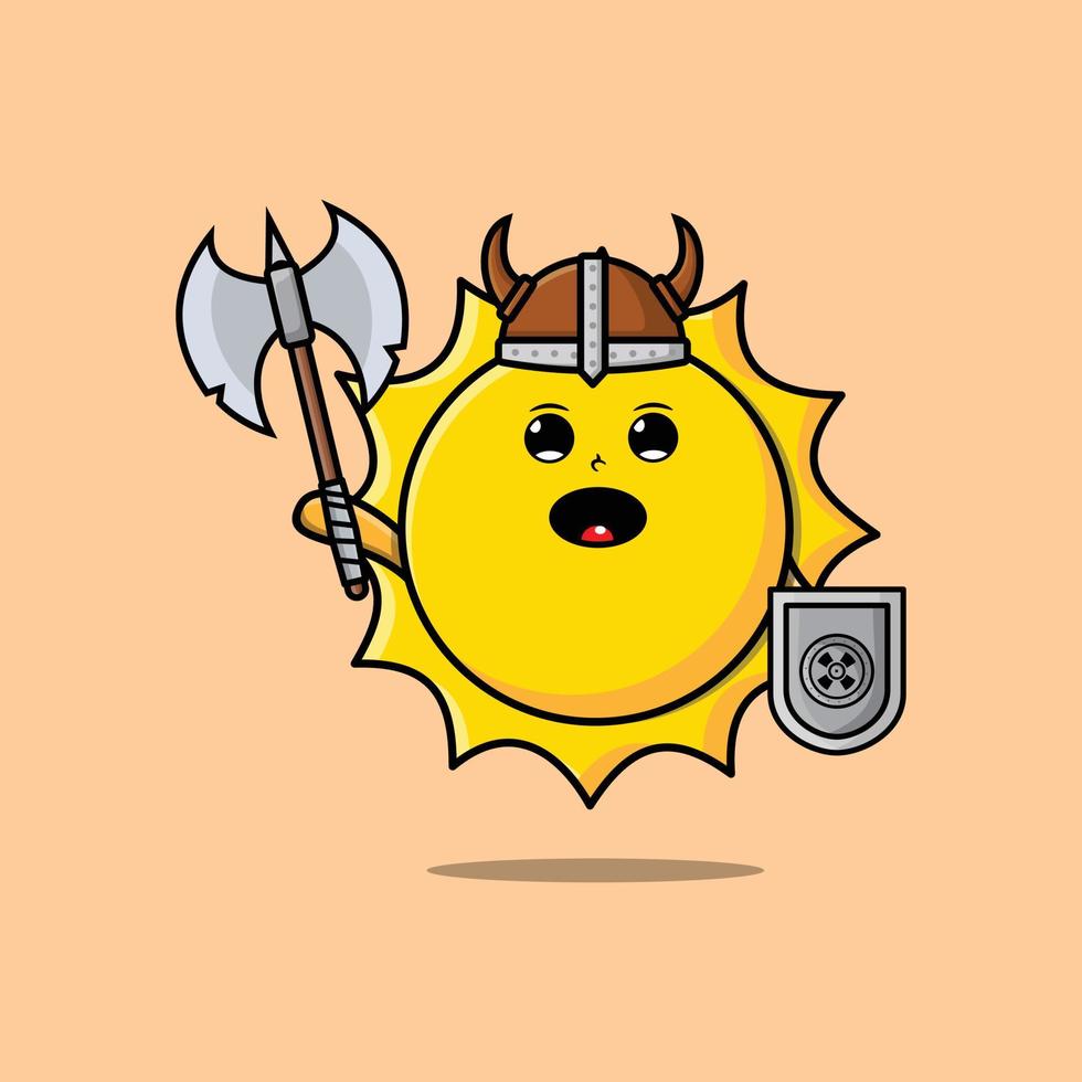 lindo personaje de dibujos animados sol vikingo pirata vector