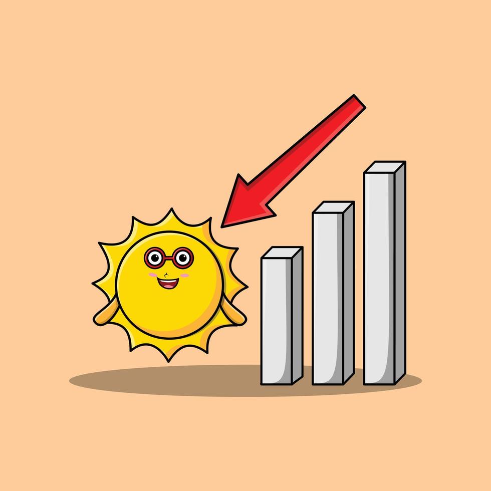 cartoon sun with down sign graphic illustration vector