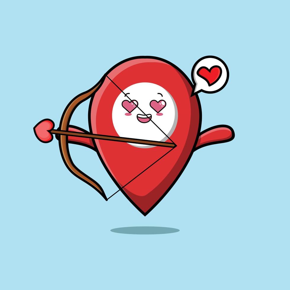 Cute cartoon romantic cupid pin location vector