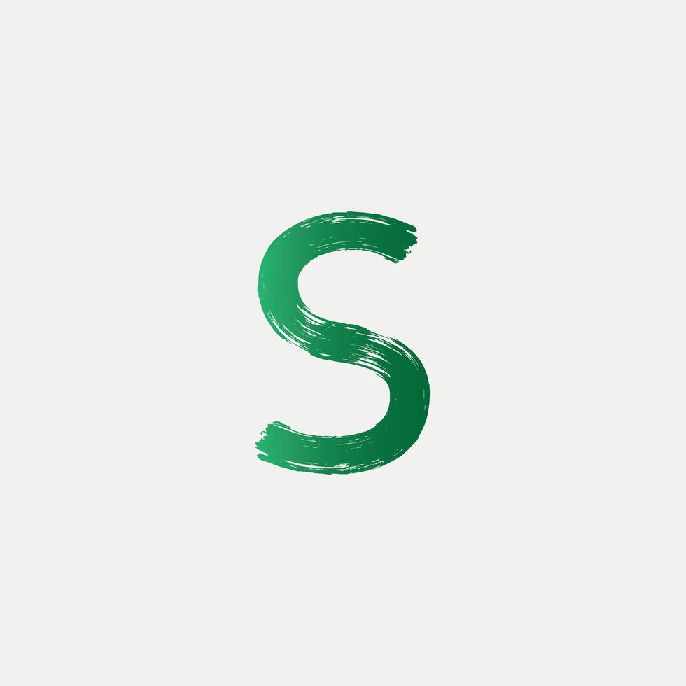 Green S Brushed Letter Logo. Brush Letters design with Brush stroke design. free vector